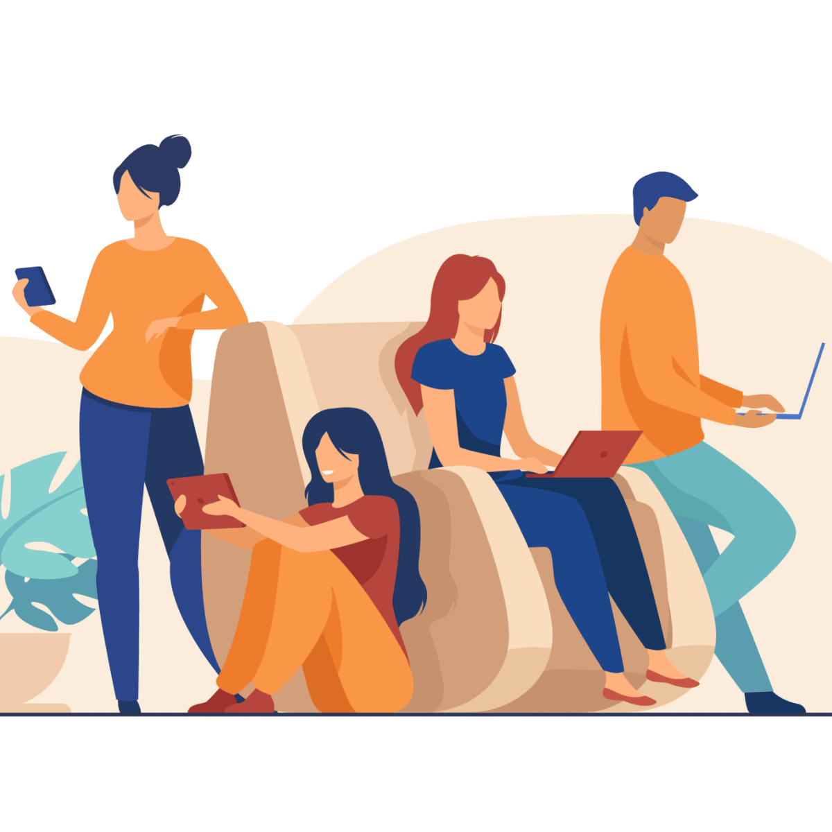 Digital device users spending time together